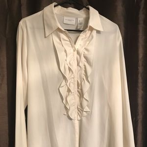 Liz Claiborne Cream Blouse. Ruffles. Large